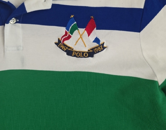 Polo by Ralph Lauren Men's Cross Flags Striped Polo Shirt - Blue, Green, Red - Picture 2 of 4